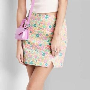 Wild Fable Neon, Retro Flower, Cotton Mini Floral Skirt